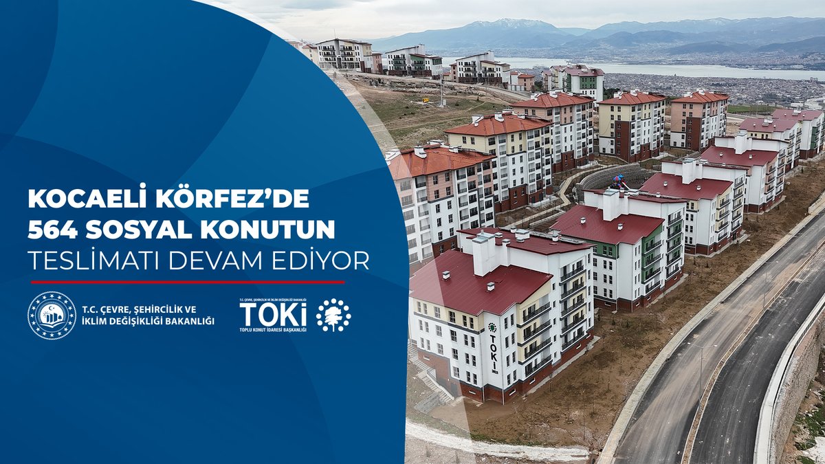 🏘️ Kocaeli Körfez İlimtepe Mahallesi 4. Etap'ta 5️⃣6️⃣4️⃣ sosyal konut tamamlandı. 🗓️ 2️⃣8️⃣ Nisan - 2️⃣2️⃣ Mayıs 2️⃣0️⃣2️⃣6️⃣ tarihleri arasında hak sahiplerine teslim ediliyor. 🏕️ Dinlenme Alanları 🏃🏻‍ Spor Alanları 🛝 Çocuk Oyun Alanları 🌳 Yeşil Alanlar 🅿️ Açık Otopark 👨‍👩‍👧‍👦 Hak sahibi vatandaşlarımıza yeni yuvalarında huzurlu, sağlıklı ve mutlu bir yaşam dileriz. 📌 Teslim programı için👇