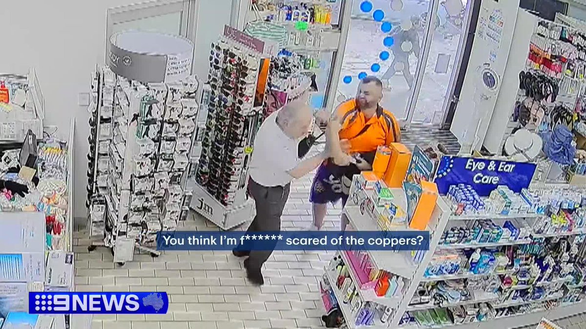 A St Kilda pharmacist has been coward punched inside his Fitzroy Street business while attempting to remove an irate customer. Gillian Lantouris #9News