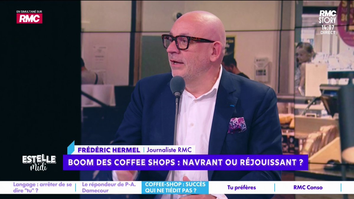 ☕️ Coffee shops 🎙️ frédéric hermel🇫🇷 : "C'est navrant, ridicule... Je suis allé dans un Starbucks il y a 25 ans, je ne voyais pas l'intérêt, c'est moche ! Je ne veux pas entrer dans cet univers qui est le même à Paris, Singapour... Cette tendance d'uniformiser le monde..."