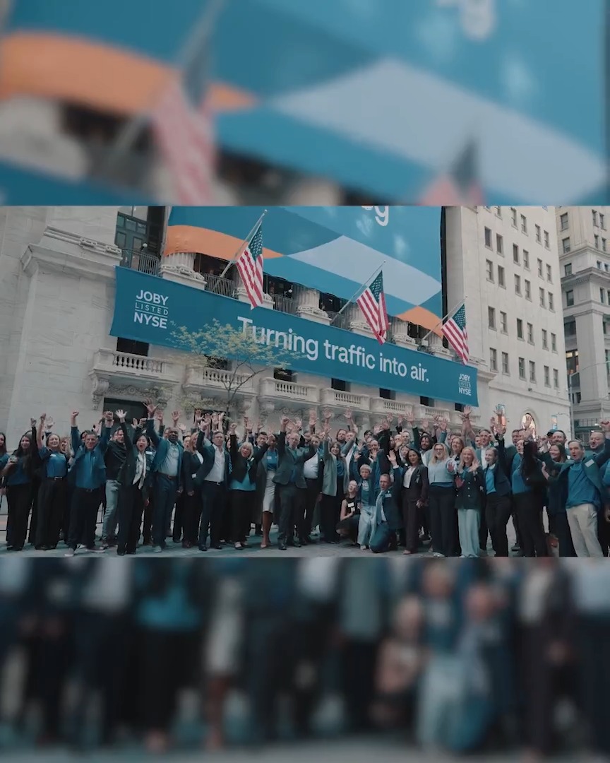 Opening bell, rung. 🔔 In 2021, we listed on the NYSE 🏛 as a company with a vision for the future of flight. Yesterday, we returned to ring the bell as a company flying that future over the skies of New York City. Between those two moments: thousands of flight tests, entry into the final stage of the FAA type certification process, a deep manufacturing partnership with Toyota USA, the acquisition of BLADE, and growing commercial partnerships with Delta and Uber ready to reshape how people move through cities around the world. Thank you to the NYSE 🏛, to our shareholders, and to the team that's made every step possible. $JOBY