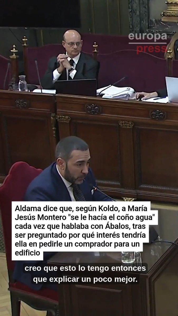 Aldama dice que, según Koldo, a María Jesús Montero "se le hacía el coño agua" cada vez que hablaba con Ábalos, tras ser preguntado por qué interés tendría ella en pedirle un comprador para un edificio: "Cada cosa que podía parecer interesante para el ministro, ella le llamaba"