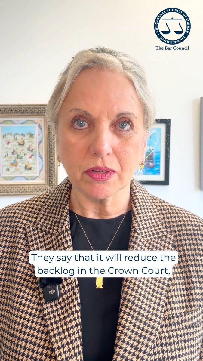 Got a minute? Listen to barrister and Bar Council Chair Kirsty Brimelow KC on why reducing jury trials will not reduce delays in the criminal justice system (and what the government should focus on instead). #JusticeNeedsJuries
