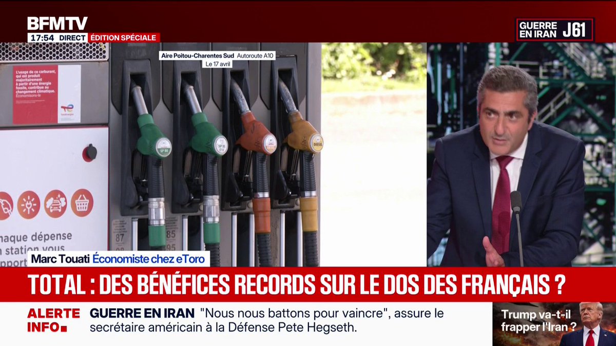 Bénéfices de Totalenergies: "Ces profits sont faits à l'étranger, ce qui pose un problème technique", analyse Marc Touati, économiste