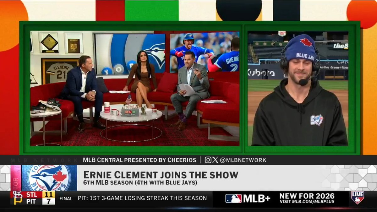 Ernie Clement is building on a historic Postseason, hitting .305 and currently leading MLB with 13 doubles! The Toronto Blue Jays infielder talks Sabres hockey, the Toronto fanbase and watching Trey Yesavage in his season debut last night 👏 #MLBCentral