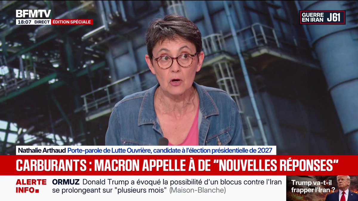 Bénéfices de Totalenergies: "Ce sont des rapaces qui font leur beurre sur les malheurs du monde", assure Nathalie Arthaud (Lutte ouvrière)