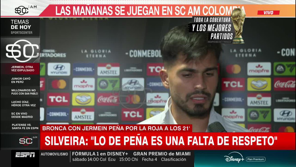 🗣️ Mauro Silveira, arquero de Junior: "La expulsión nos arruinó todo lo que preparamos en la semana. Fue una falta de respeto a nosotros que ya ha cometido antes (Jermein Peña). Se hablará con el plantel y él y se tomarán decisiones puertas adentro".