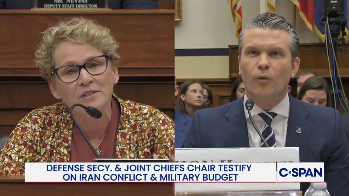 .Chrissy Houlahan: "Can we just have a conversation about the country and the nation and not about parties?" Secretary Hegseth: "The Democrat Party wanted to socially engineer the Department of War—" Houlahan: "Clearly, you're not able to have that conversation."