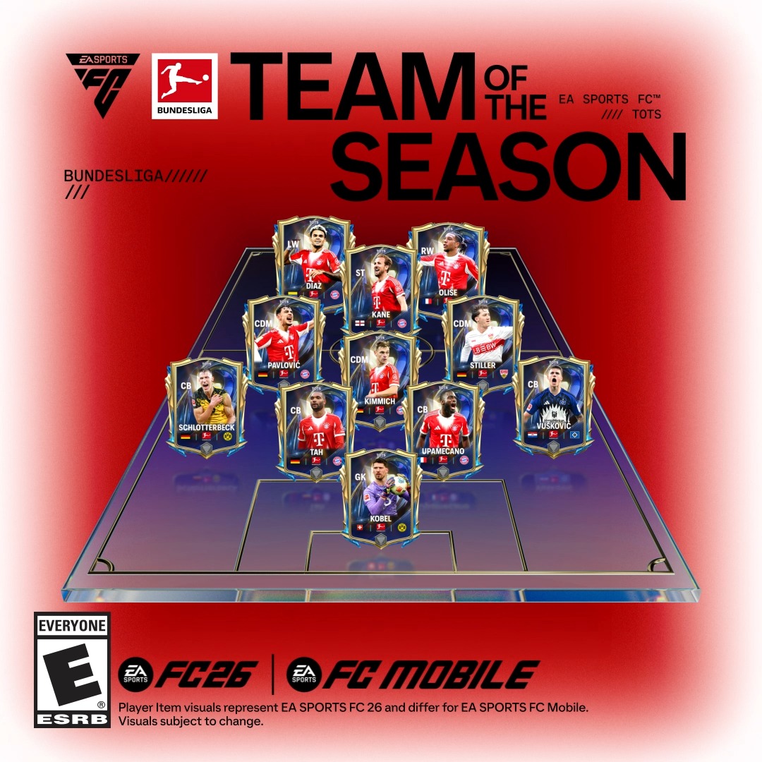 You voted. They proved it. The BUNDESLIGA Team of the Season drops Thursday in EA SPORTS FC MOBILE and Friday in #FC26 #BLTOTS
