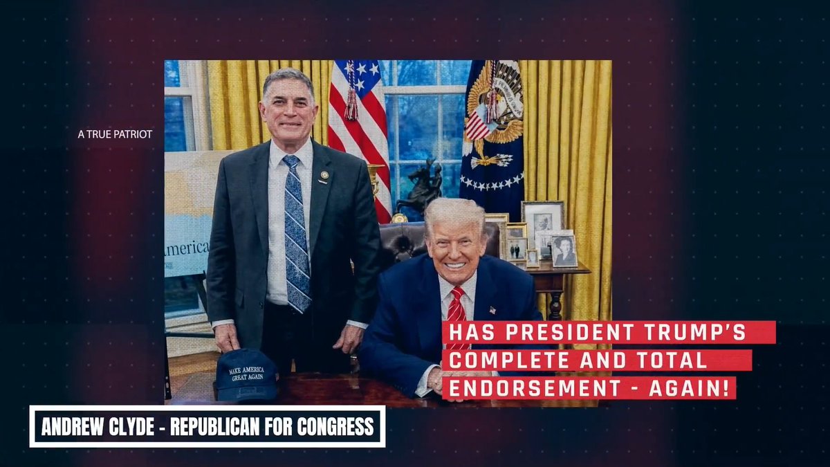 America First Republican Andrew Clyde (Andrew Clyde) has earned President Donald Trump's complete and total endorsement. AGAIN. Vote to re-elect Andrew Clyde in the May 19 Republican Primary! Early voting happening now!