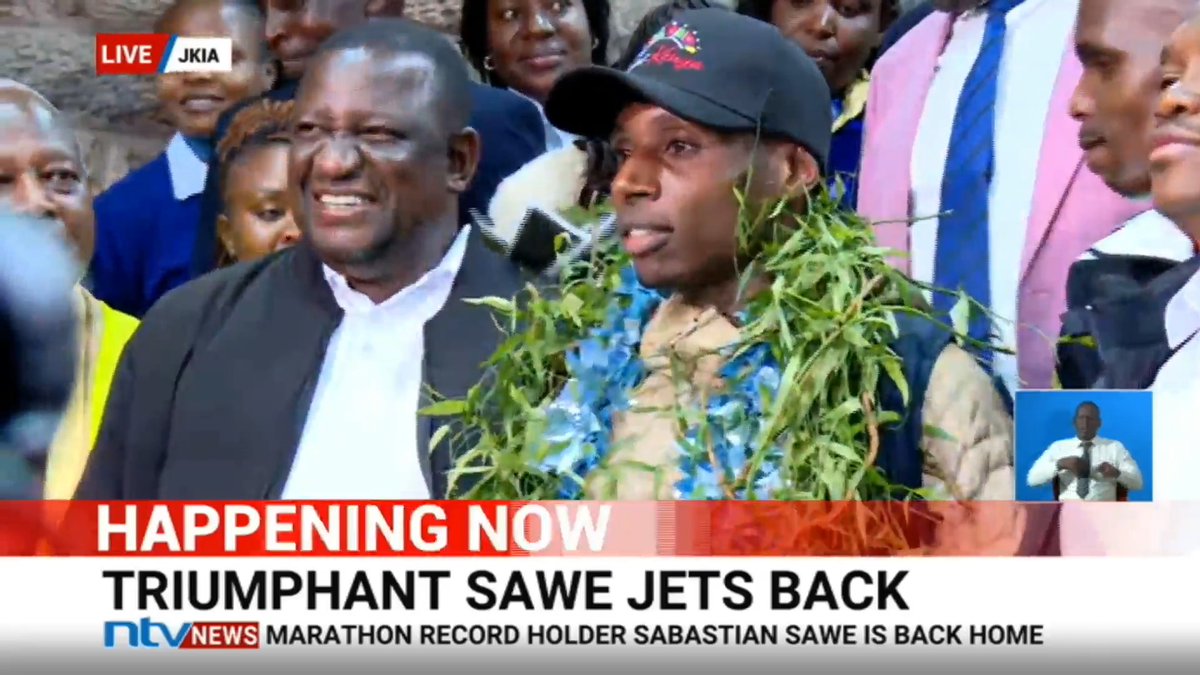 'I did it for all Kenyans,' Marathon Record Holder Sabastian Sawe speaks after landing at JKIA. #NTVTonight
