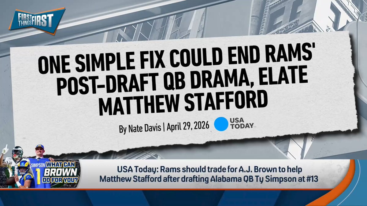 “Everybody knows we’re up for an Emmy award, do you want to win it? Yes, you want to win it. That’s how obvious this question is. OF COURSE they should go get A.J. Brown if they can!” Chris Broussard thinks the Rams should try and get A.J. Brown: