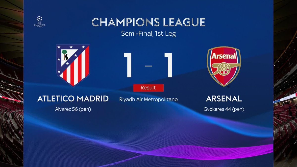 Atlético Madrid and Arsenal concluded in a 1-1 draw after a tale of three penalties with two given and one overturned 🚨
