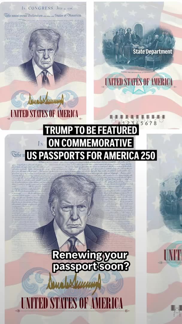President Donald Trump will appear on commemorative U.S. passports for America’s 250th anniversary, becoming the first living president featured in the document.