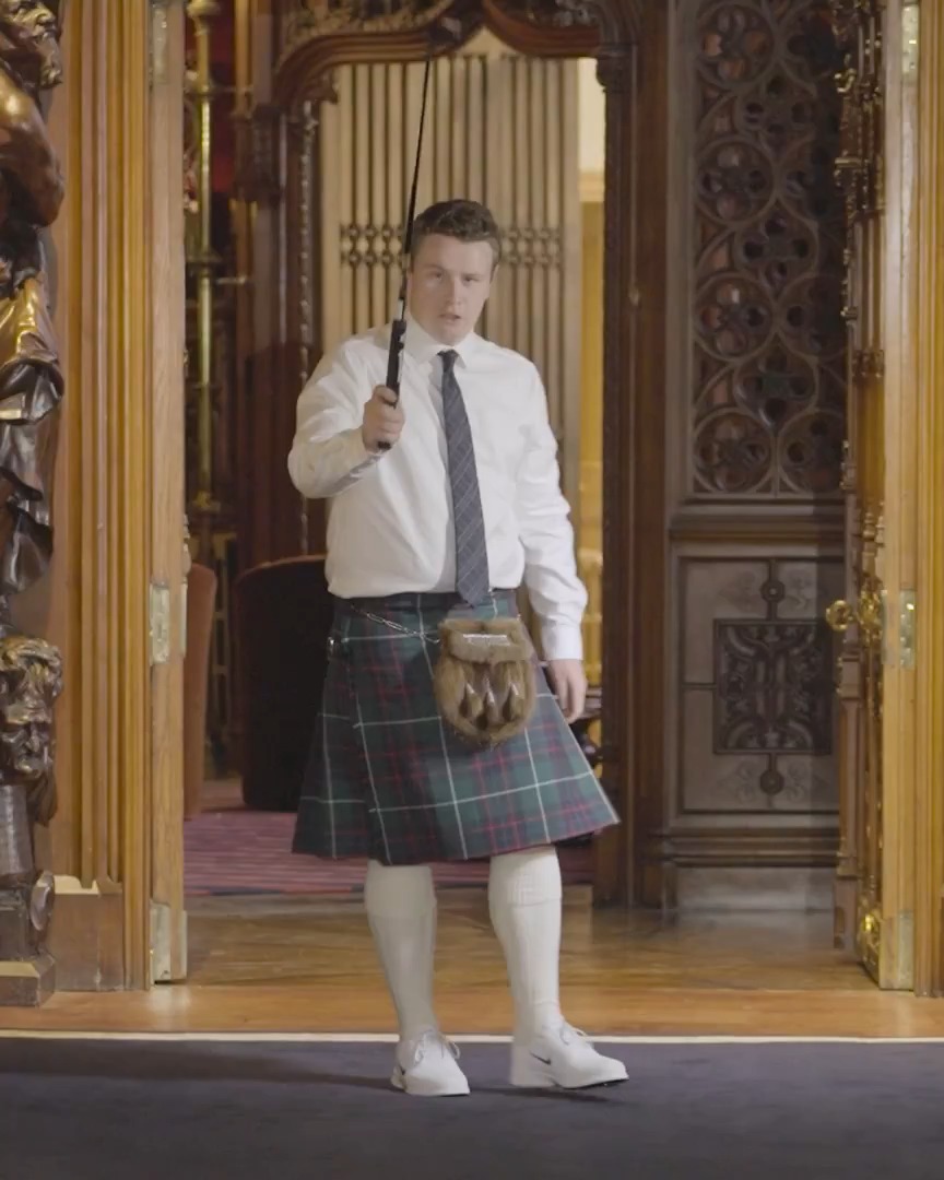 We challenged Robert MacIntyre to drain a putt down the hallway of Taymouth Castle. This was the result of his first attempt...