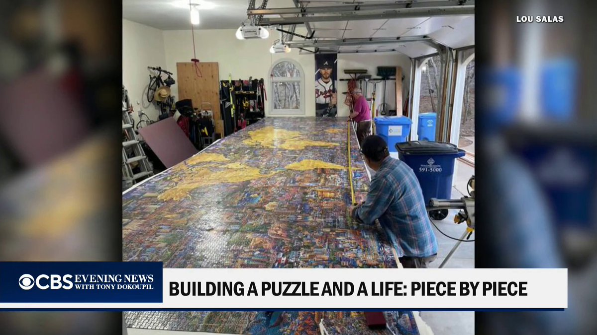 After more than four years, a Colorado grandfather completed the world’s largest puzzle. The 60,000-piece puzzle was so large, Lou Salas and his friends built a giant table in his garage with a platform to hover him over the middle pieces.