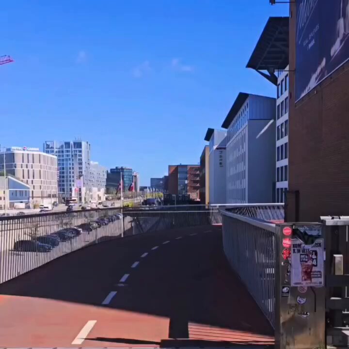 A cycling track in the middle of a city in Denmark.
