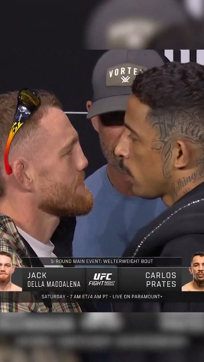 Jack Della Maddalena and Carlos Prates face off at the #UFCPerth presser 👀🔥