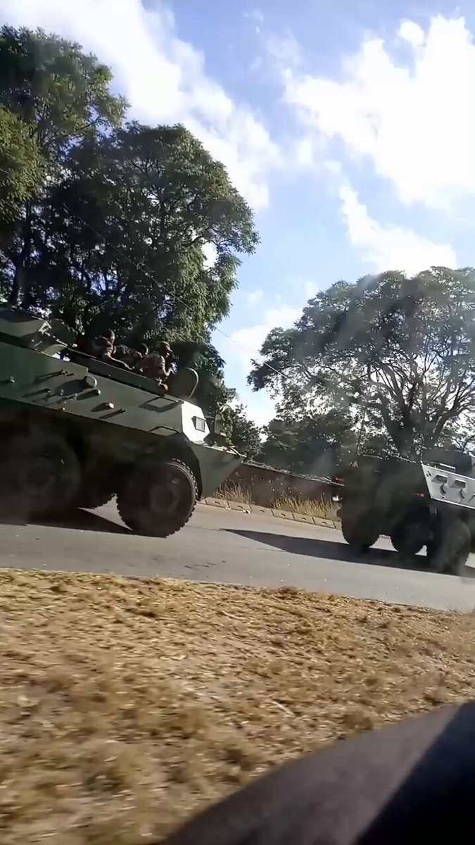 WATCH | This morning, the ZNA appeared to be conducting an exercise along Enterprise Road, which was temporarily closed between Chisipite and Newlands. Several military vehicles were seen travelling in a convoy, and at one point they stopped and blocked part of the road.