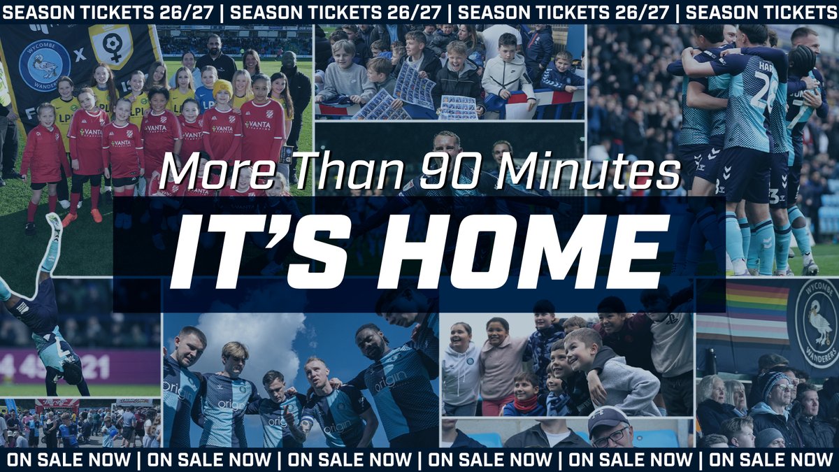 It's more than 90 minutes. It's home 💙 Adams Park awaits you in 2026/27, with season tickets now available. 🧊 Prices FROZEN in the Early Bird window 🧒 Kids' season tickets still just £25, up to age 15 🧣 Exclusive scarf for every child 🔗