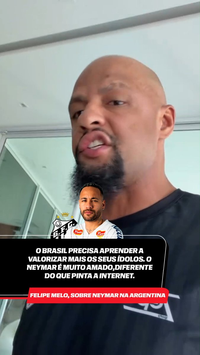 Neymar foi muito bem recebido na Argentina para o confronto entre San Lorenzo e Santos, pela Conmebol Sul-Americana. Felipe Melo refletiu sobre as críticas ao camisa 10 do Peixe. Concorda com ele, fã de esportes? 🤔⚽ 🎥: Instagram/felipemelo #FutebolNaESPN #Santos #Neymar