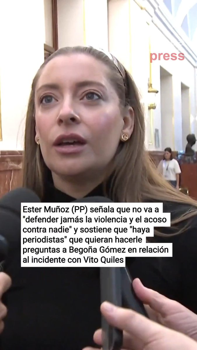 Ester Muñoz (PP) dice que no va a "defender jamás el acoso contra nadie" pero que en el caso de Vito Quiles "parece que quien recibe violencia es él": "Entiendo que haya periodistas que quieran hacerle preguntas a Begoña Gómez"