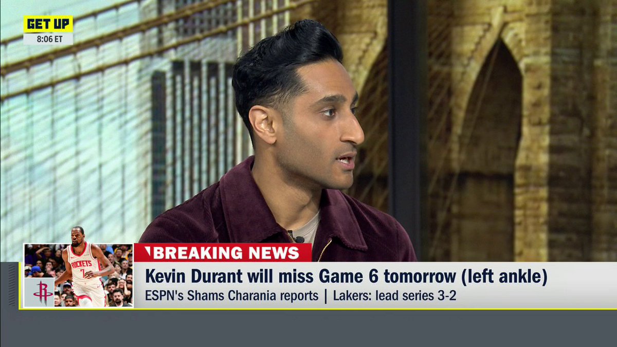 🚨 BREAKING NEWS: Shams Charania reports that Kevin Durant will miss Game 6 in the Rockets-Lakers series ⬇️