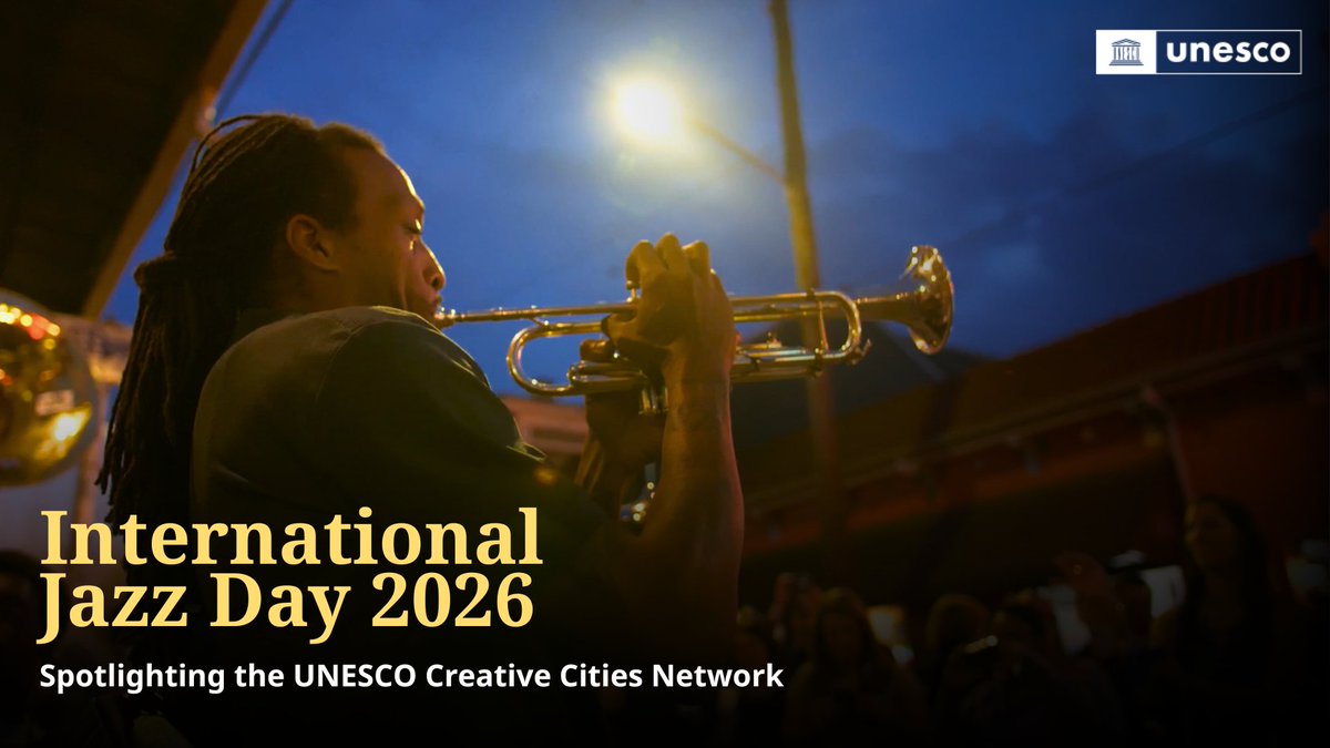 🎷 From City of Chicago, host city of this year’s celebrations, to Kansas City and The City Of New Orleans — and across the UNESCO Creative Cities Network — cities around the world are carrying the spirit of International #JazzDay. Through their musical heritage, they show how jazz continues to connect communities, inspire creativity and shape urban life. Tune in to the All-Star Global Concert: Join the Hancock Institute and UNESCO to celebrate InternationalJazzDay! Thank you to Mayor Brandon Johnson, Mayor Q and Helena Moreno for their participation to this video.