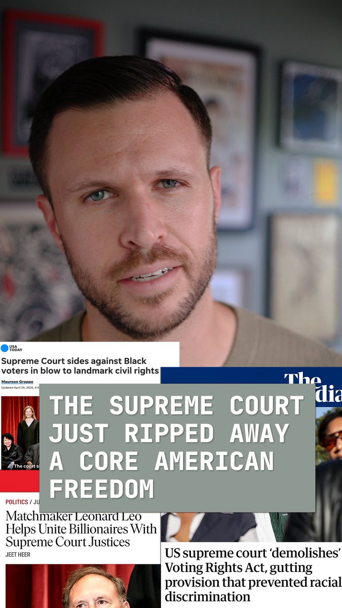 Yesterday, the Supreme Court ripped away a core American freedom. The far-right justices gutted one of the key voting rights protections – and their reason was f****** insane. GOP states are now rushing to redraw maps and lock in power. Critical: 3-min. update. ⬇️