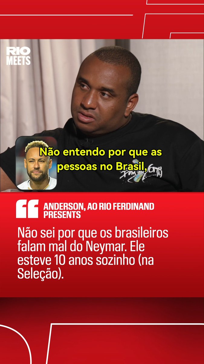 'NEYMAR FICOU 10 ANOS SOZINHO' - Em entrevista ao podcast 'Rio Ferdinand Presents', o ex-volante Anderson, que teve passagens por Grêmio, Manchester United e Internacional, além da seleção brasileira, falou sobre Neymar estar ou não presente na Copa do Mundo e disse "não entender" como brasileiros falam mal do camisa 10 do Santos, já que ele "jogou sozinho na Seleção Brasileira por 10 anos" #ESPN2026 #Futebol #Nemyar #SelecaoBrasileira