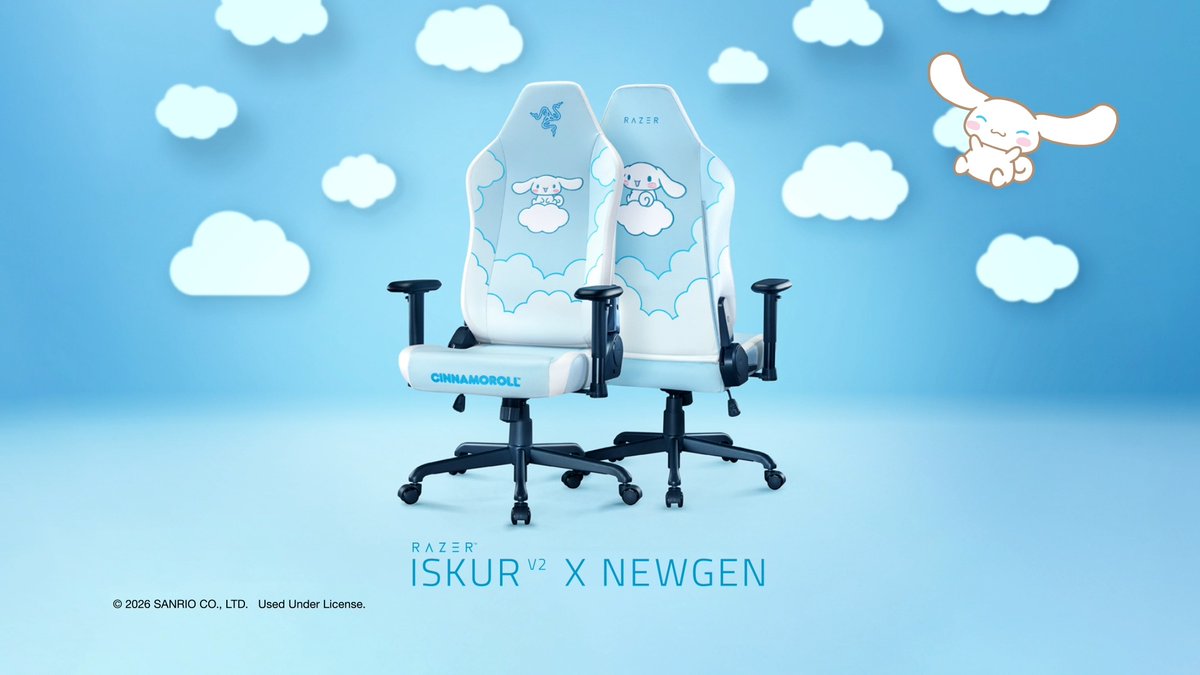 Say hello to your new cozy corner with the Razer Iskur V2 X NewGen – Cinnamoroll Edition at As the newest addition to the Sanrio lineup with Cinnamoroll, it brings together his signature softness and our ergonomic design, so your setup feels just as comfortable as it looks. Now available at and RazerStores. #Razer #Cinnamoroll #Sanrio