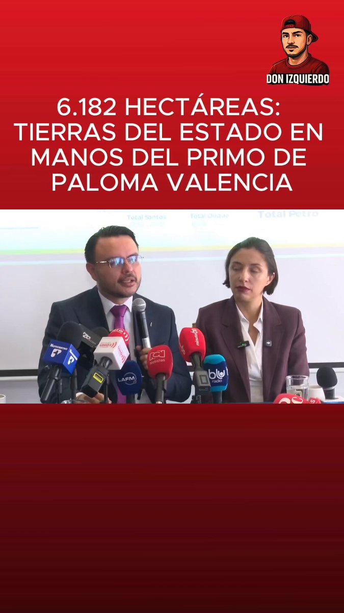 🚨ATENCIÓN: ¿Ya se enteraron que el país de la "gente de bien" se queda con lo que le pertenece a los campesinos? El Director de la Agencia Nacional de Tierras, Harman Felipe, confirmó lo que ya sospechábamos: 6.182 hectáreas que ocupa Nicolás Laserna, primo de Paloma Valencia L, serían BALDÍOS. Sí, tierras del Estado que deberían ser para el pueblo. ¡En manos de esta gente!