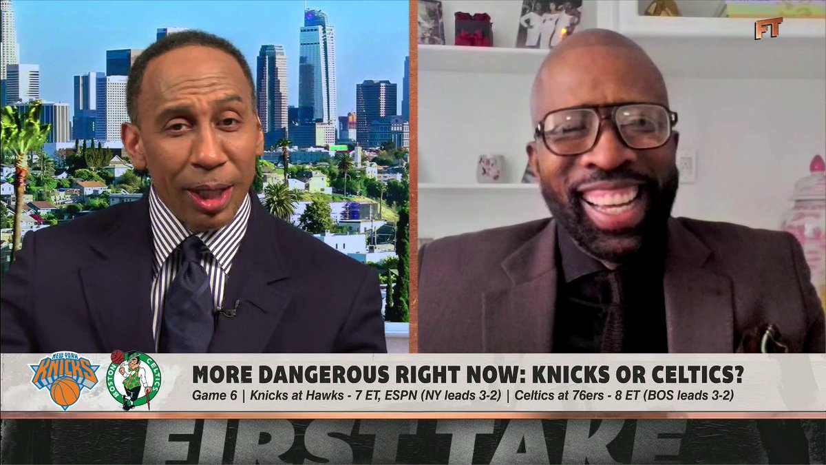 "The Celtics are going to a Game 7. The Knicks are closing out the Hawks tonight." Stephen A Smith wholeheartedly believes in his playoff predictions for the games tonight 👀