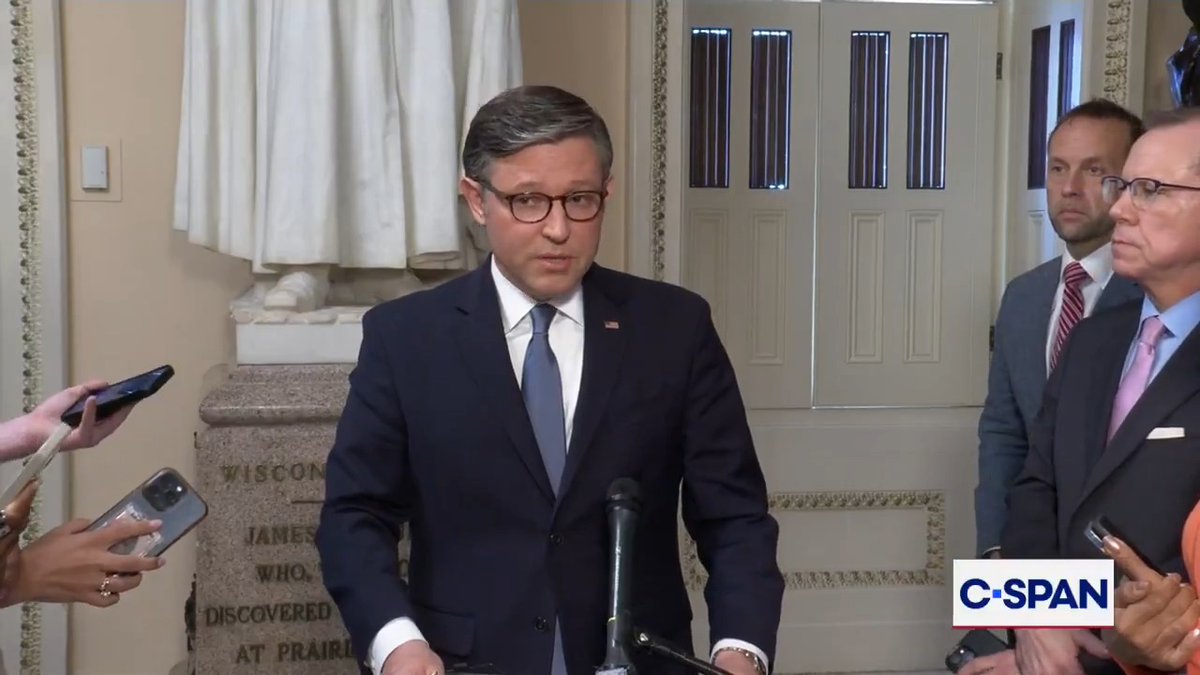 .Speaker Mike Johnson: "Despite unrelenting predictions from many of you today in the press that we would fail this week, we did exactly the opposite...ICE and DBP are funded for 3 years. Democrats got absolutely nothing for their political charade and shenanigans out of that."