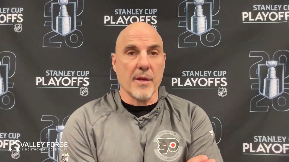 Head coach Rick Tocchet met with the media on Thursday from Flyers Training Center. #IgniteTheOrange