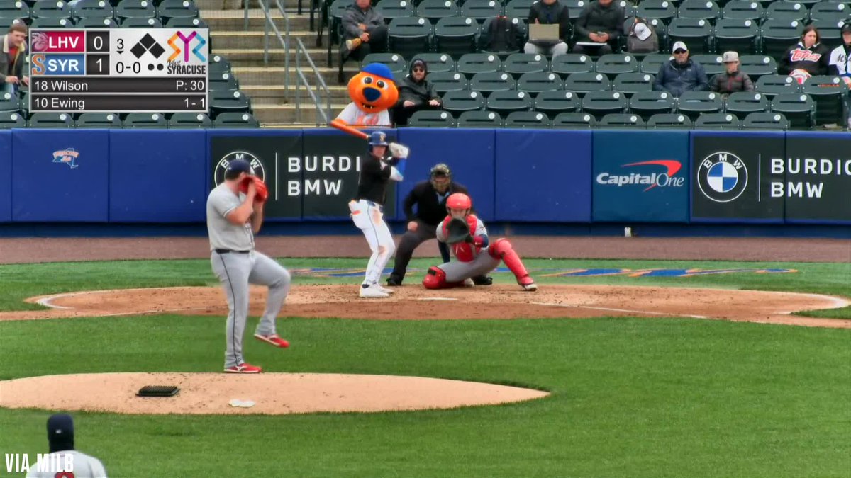 A.J. Ewing is 2-for-2 to start game one of the doubleheader He is 5-for-6 at the plate so far in his time with Triple-A Syracuse