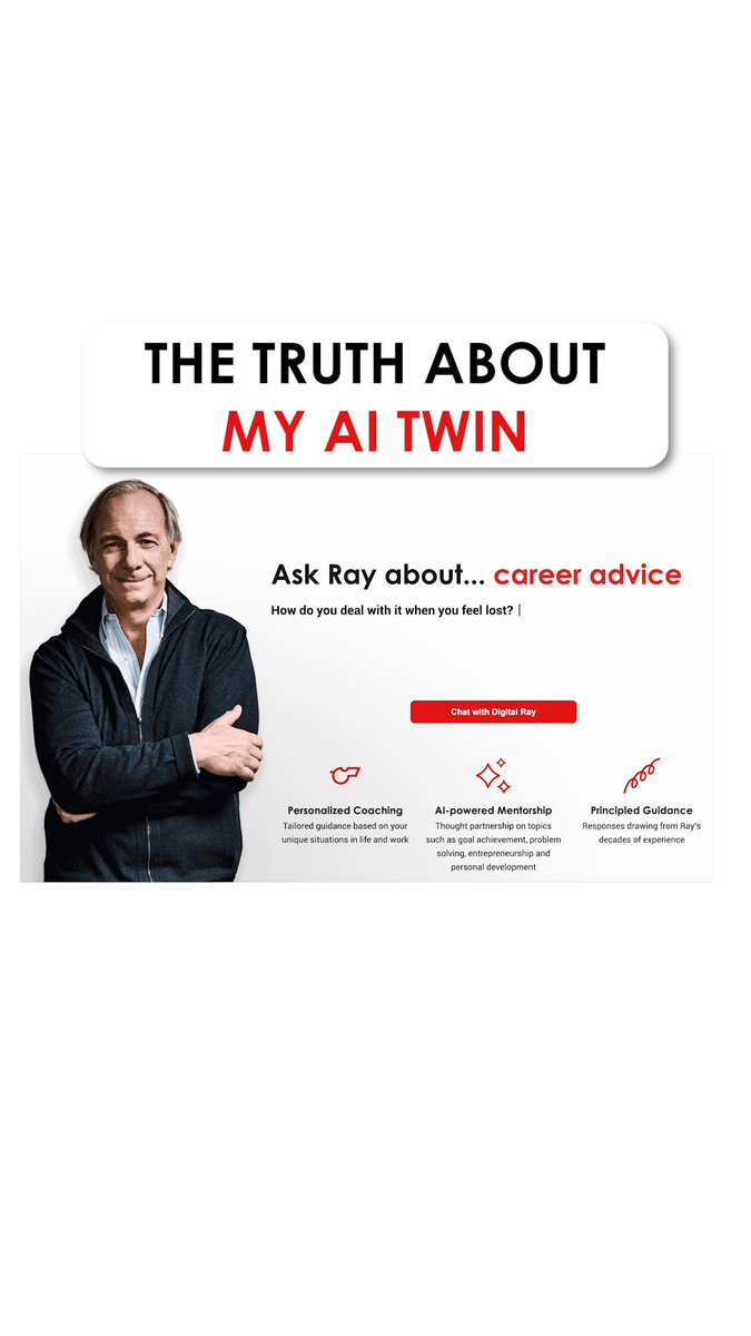 AI isn’t about replacing humans. It’s about compounding what we know and making it accessible at scale. Over time, I’ve learned that the most valuable thing I can do is capture and refine my principles on life, work, geopolitics, and investing. Now, with my AI Twin, I’m able to extend that thinking into a public resource, available beyond my own time limitations. Digital Ray is in beta — if you’re interested, I invite you to engage with it and help me make it better.