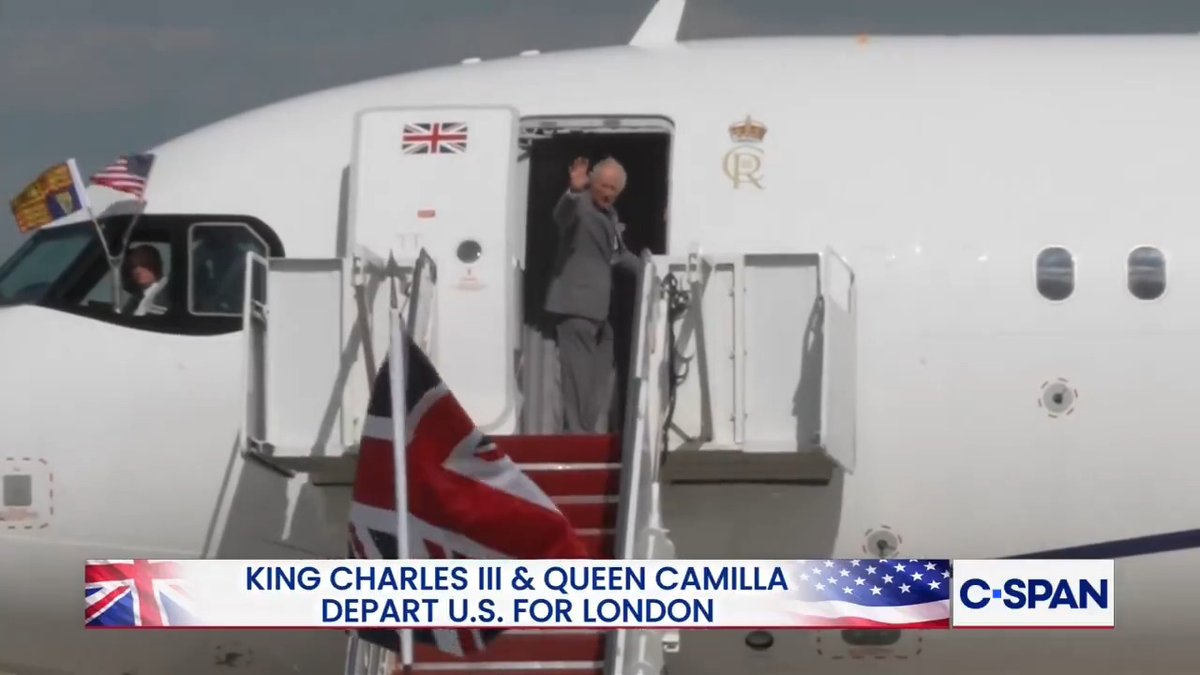 King Charles III and Queen Camilla depart Joint Base Andrews following their four-day state visit to the U.S. in honor of America's 250th birthday.