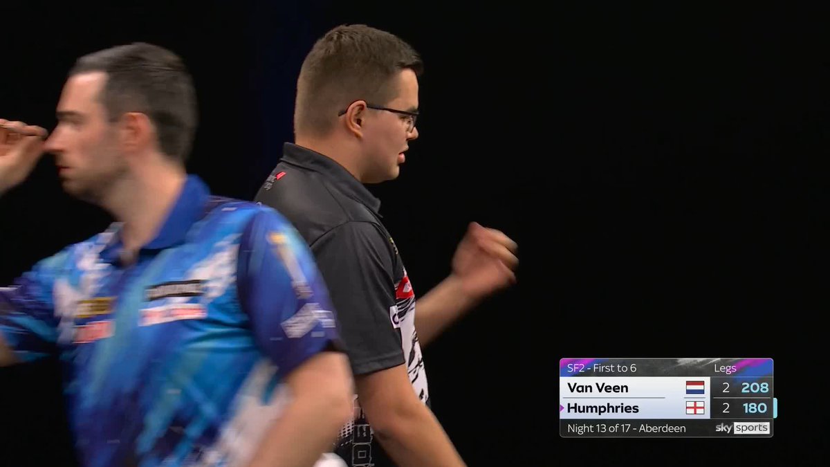 HUMPHRIES HALFWAY THERE! Luke Humphries is halfway to his second nightly final of this year's Premier League campaign, as the reigning champion takes a 3-2 lead! 📲 #PLDarts | SF