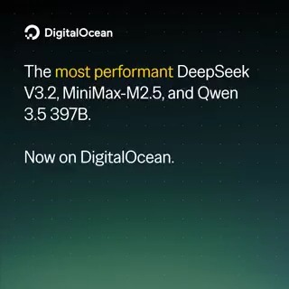 Among the fastest DeepSeek V3.2, MiniMax-M2.5, and Qwen 3.5 397B inference in the market, per Artificial Analysis benchmarks (April 2026). ⚡️🤖 Sub-1-second TTFT. 230 tokens per second. Co-designed every layer of the stack with Inferact, performance optimized vLLM, all on NVIDIA HGX B300. Live on DigitalOcean Serverless Inference now. Full breakdown in the comments. ⬇️