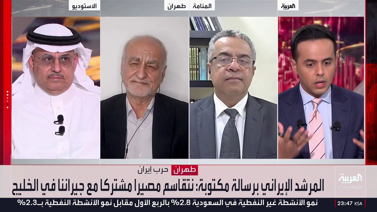 جاسر الجاسر : خطاب مجتبى ميليشاوي وليس خطاب دولة وليس له قيمة .. ونسأل ضيفنا من طهران : من يصف الحصار الأمريكي بأنه "عربدة " هو أيضاً عربد واختطف حرية الملاحة فيه منذ شهرين ونزع ثوب الدولة وارتدى ثوب الميلشيات !