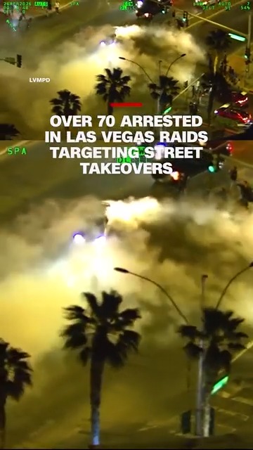 Las Vegas police announced 77 arrests over a three-day crackdown on illegal street activity, including rolling races and street takeovers.