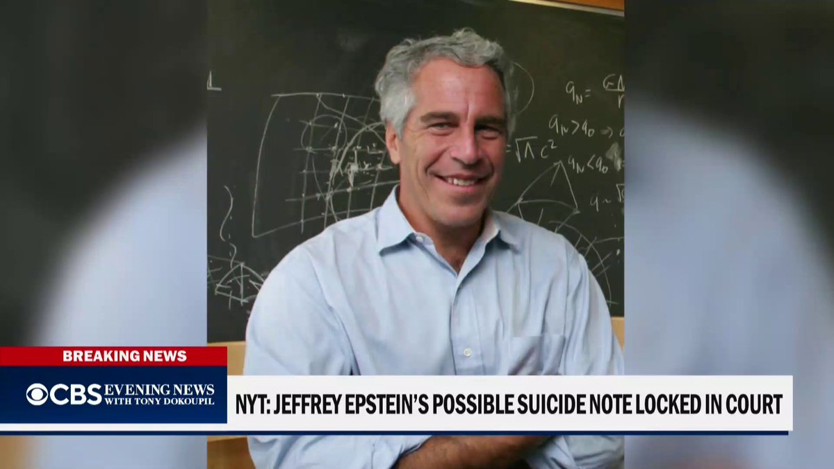 The late convicted sex offender Jeffrey Epstein may have left a suicide note following an earlier incident about three weeks before his death, The New York Times reported. However, that note has been sealed in a separate case for nearly seven years and remains out of public view. In a statement to CBS News, the Department of Justice said it was unaware of the letter until now.