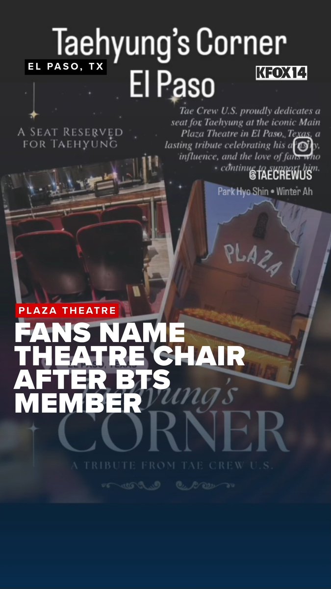 An American fan group dedicated to #BTS member #Taehyung aka "V," shared a video showing that they named a chair at the Plaza Theatre after their favorite member. 📷: taecrewus #BangtanSonyeondan #BTSARMY #Borahae #BTSComeback #NewMusicFromBTS
