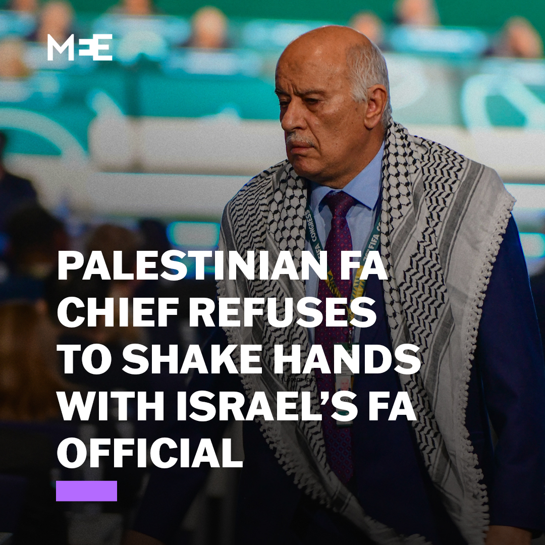 “How can I shake hands or have a photo with such a man?” Palestinian FA president Jibril Rajoub, who refused to shake hands with Israel’s football official during the Fifa Congress in Vancouver, said he can’t shake hands with someone who “is representing a criminal like Bibi”