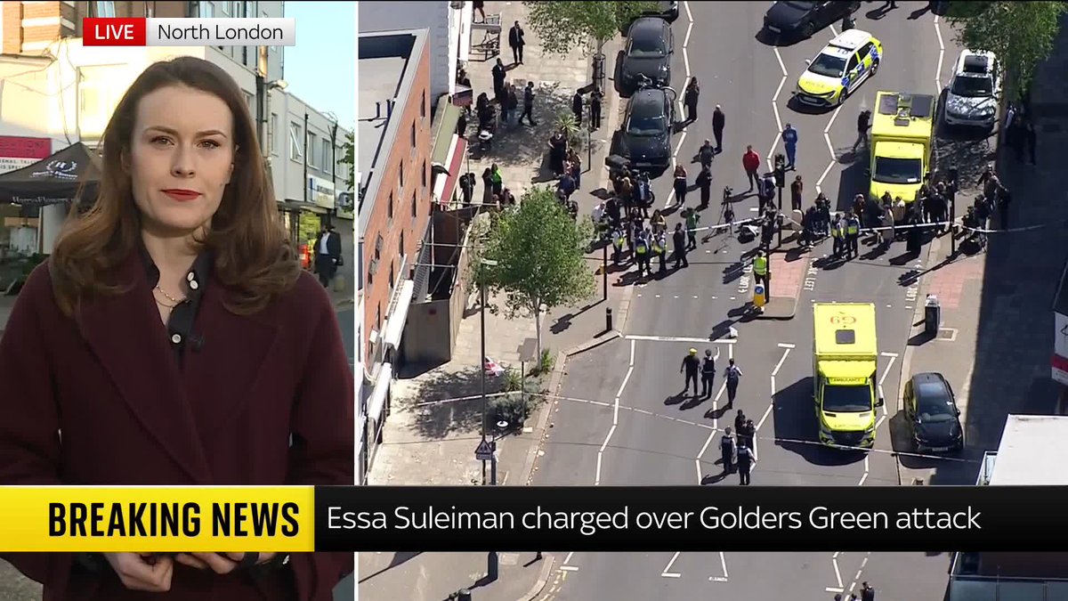 Essa Suleiman has been charged with two counts of attempted murder after two Jewish men were stabbed in Golders Green earlier this week. Sky's Amelia Harper has the latest Live updates: 📺 Sky 501, Virgin 602, Freeview 233 and YouTube