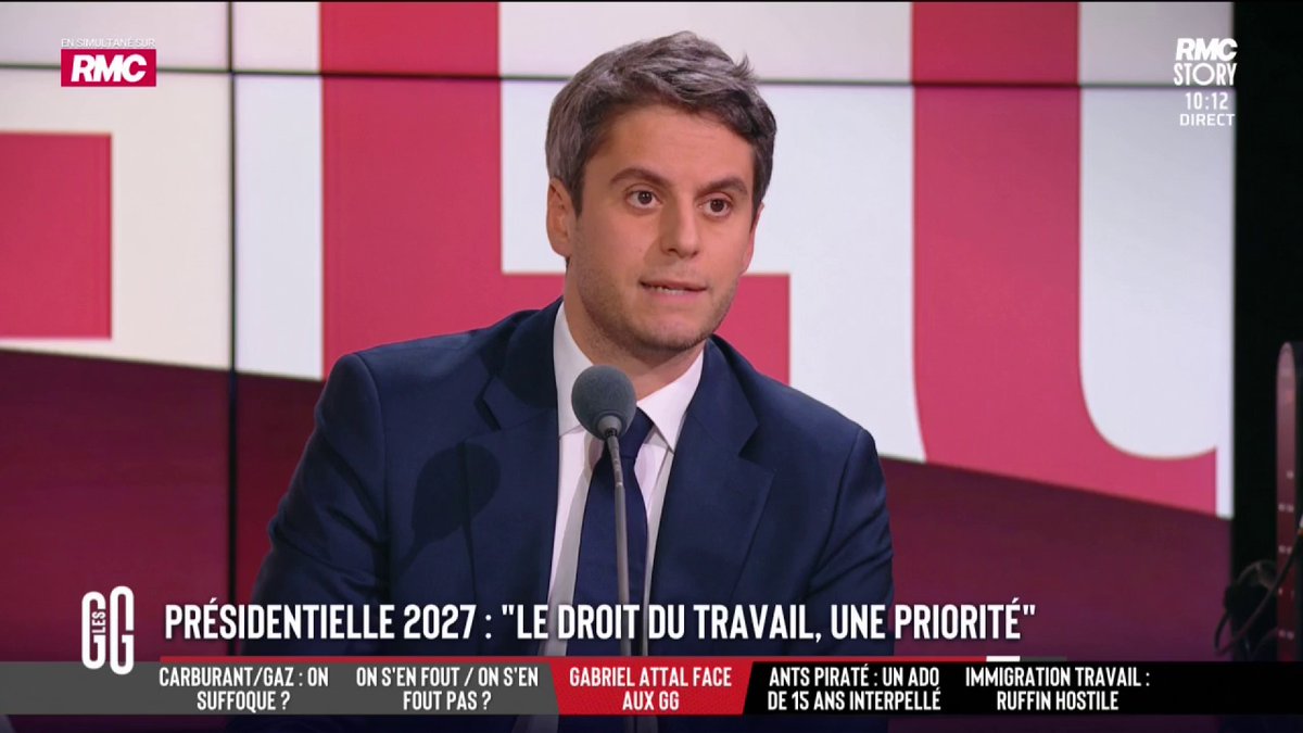 🗣️ Gabriel Attal : "Il faut faire des économies sur le chômage, l'explosion des arrêts maladie et les retraites. Le sujet de l'âge légal du départ à la retraite ne sert plus à rien". #GGRMC