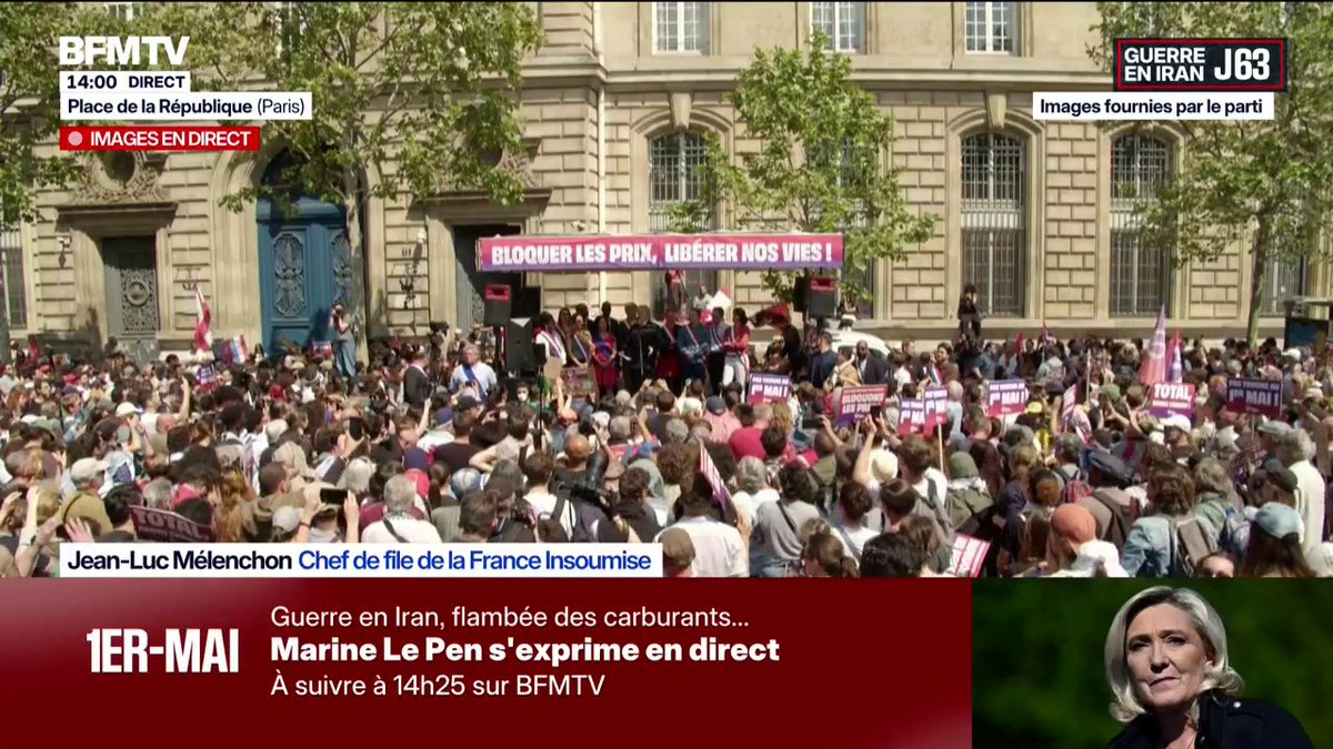 "Travailler moins et gagner davantage": Jean-Luc Mélenchon s'exprime avant le départ du cortège du 1er-Mai à Paris
