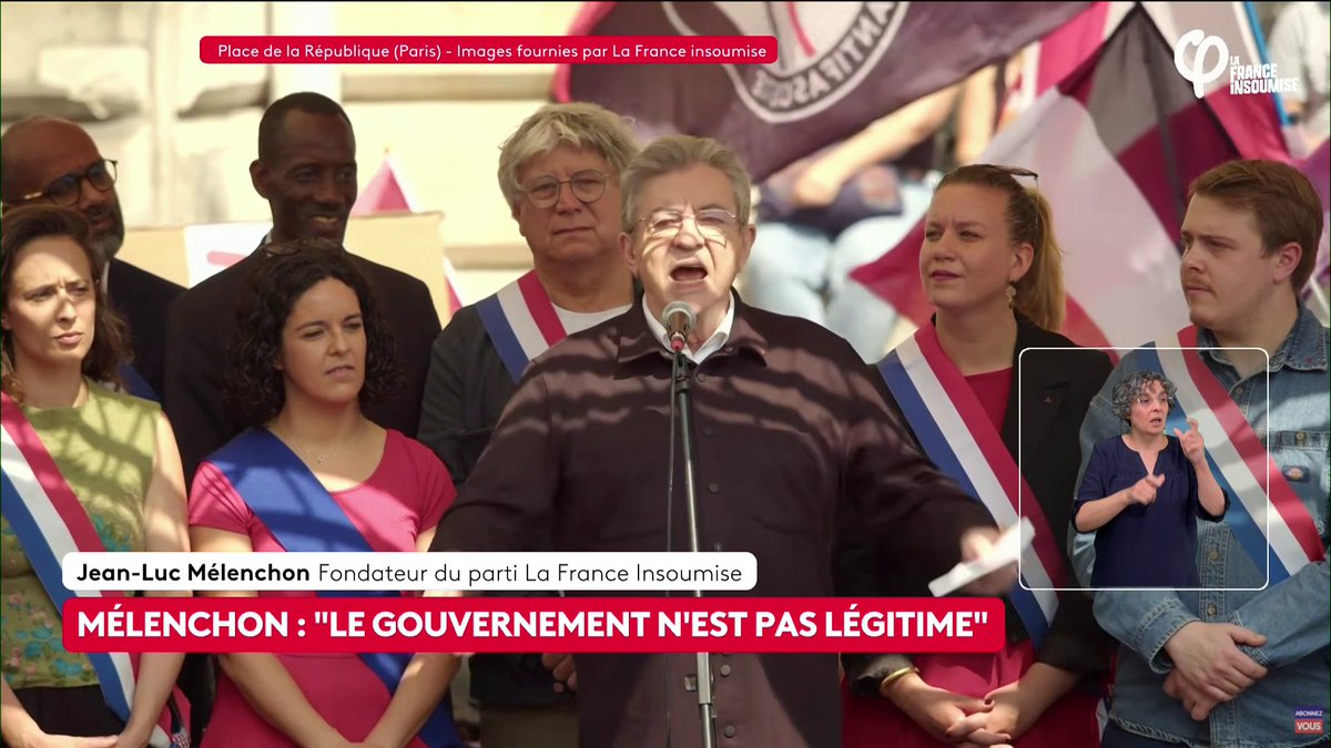🔴🗣 "Nous sommes prêts pour 2027", déclare Jean-Luc Mélenchon, fondateur de LFI, depuis la place de la République à Paris et avant le départ du cortège du 1er-Mai. #canal16
