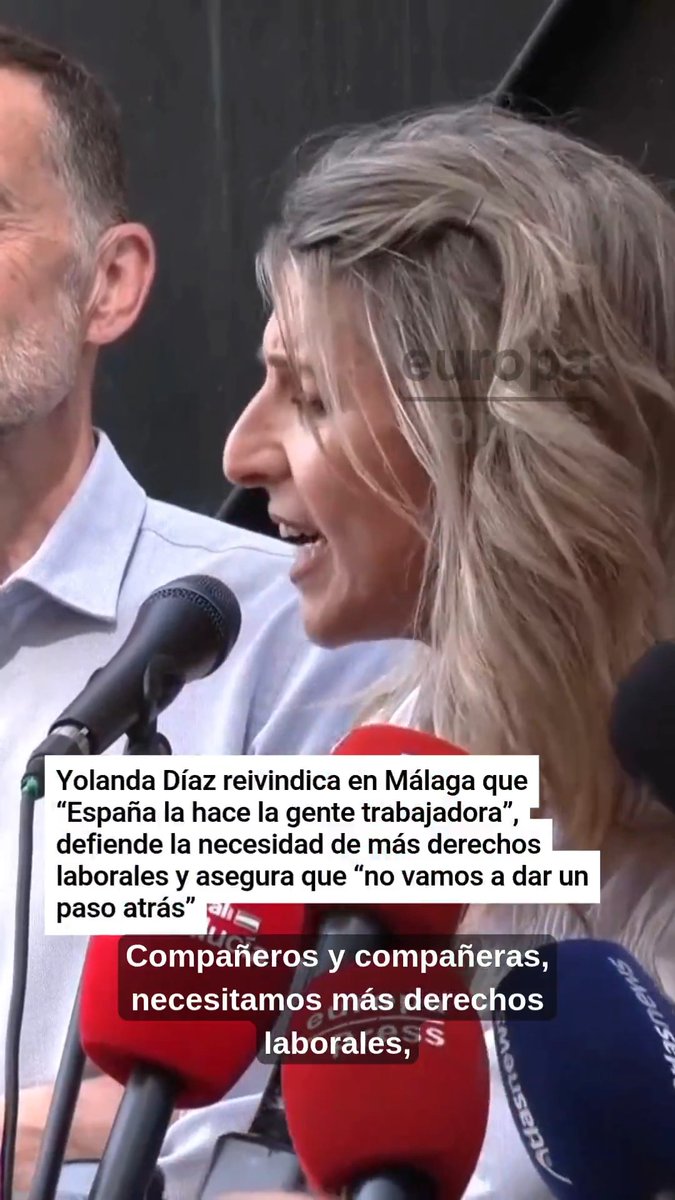 Yolanda Díaz, en el Día del Trabajador, reivindica que “España la hace la gente trabajadora”, defiende la necesidad de más derechos laborales y asegura que “no vamos a dar un paso atrás” frente a quienes quieren recortar derechos sociales