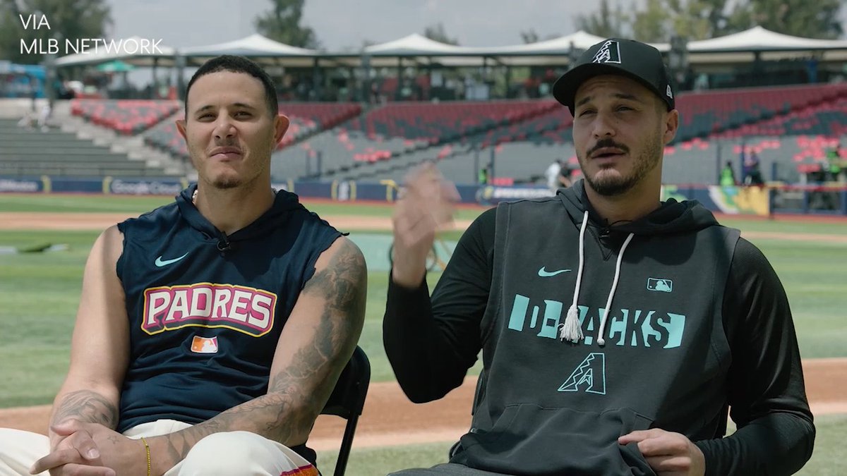 SNEAK PEEK from MLB’s recent Mexico City Series 🇲🇽 ⚾ MLB Network's MLB Central is dropping a new interview Friday with two of MLB’s greatest third basemen: Manny Machado and Nolan Arenado 🔥
